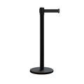 Montour Line Retractable Belt Rolling Stanchion, 2.5ft Black Post  7.5ft Black Belt ME630-BK-BK-75